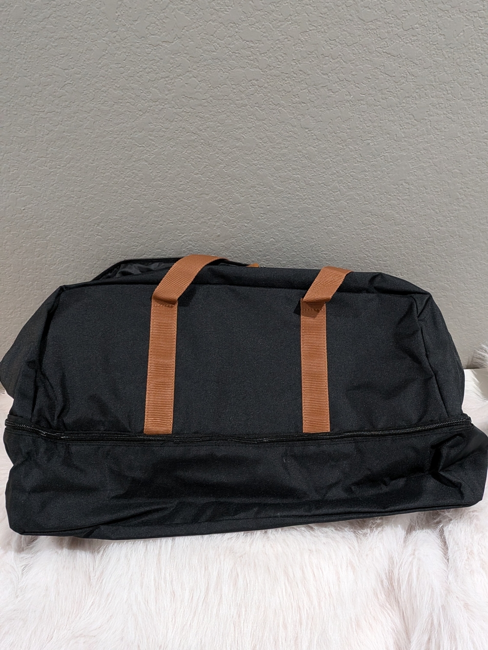 DSW Black Duffel Bag‎ with Brown Carry Straps -New